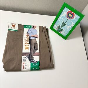 Copper & Oak Supply Co. Men' Pants, Straight Fit, Stretch, Tan, 38x30, NWT